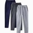 thumbnail image 4 of NOLDARES 3 Pack Men's Lightweight Sweatpants Fall Winter Wide Leg Drawstring Open Bottom Pants Gym Baggy Lounge Joggers with Pockets,Navy,3XL, 4 of 4