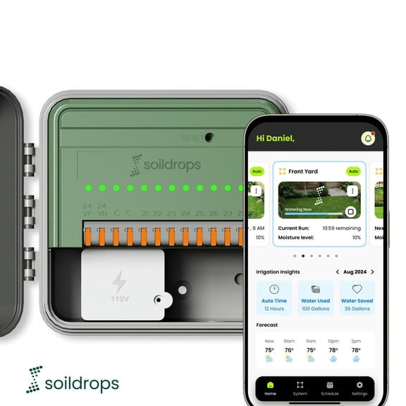 SoilDrops Smart Sprinkler Controller — 8-Zone WiFi Irrigation Controller with AI Scheduling