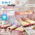 thumbnail image 2 of UBesGoo Metal Triple Bunk Bed Frame, Twin Over Twin Over Twin XL Design, 3 In 1 Bunk Bed Separates Into 3 Individual Twin Beds, Pink, 2 of 12