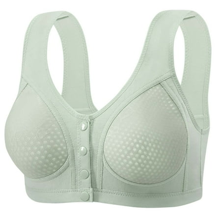 Gnurob Saving Daisy Bras for Women No Underwire Front Closure Bra Floral Print Bralettes Comfort Wireless Snap Closing Bralette Deals 01-Green XX-Large