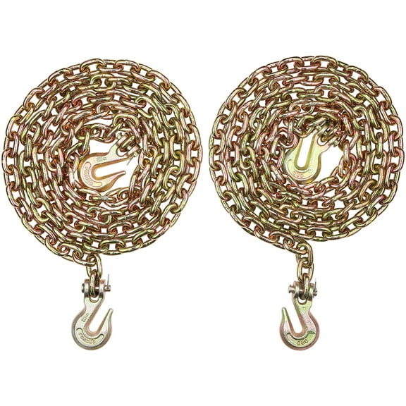 VEVOR G80 Transport Binder Chain, 5/16" x 10.3' 2-Pack Tow Chain with Clevis Grab Hooks, 4900 lbs Safe Working Load, Heavy Duty Logging Chain for Transporting Towing Truck Tie Down Binding Equipment