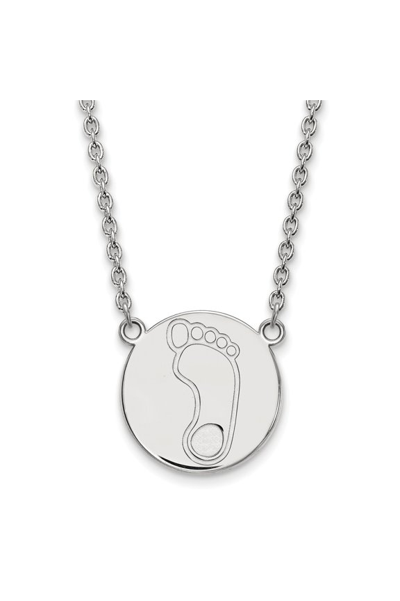 925 Sterling Silver Rh-p LogoArt University of North Carolina Large Disc With Necklace; for Adults and Teens; for Women and Men