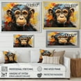 thumbnail image 4 of Designart "Yellow Teal Monkey Mischievous Monkey composition" Animals Canvas Print, 4 of 5