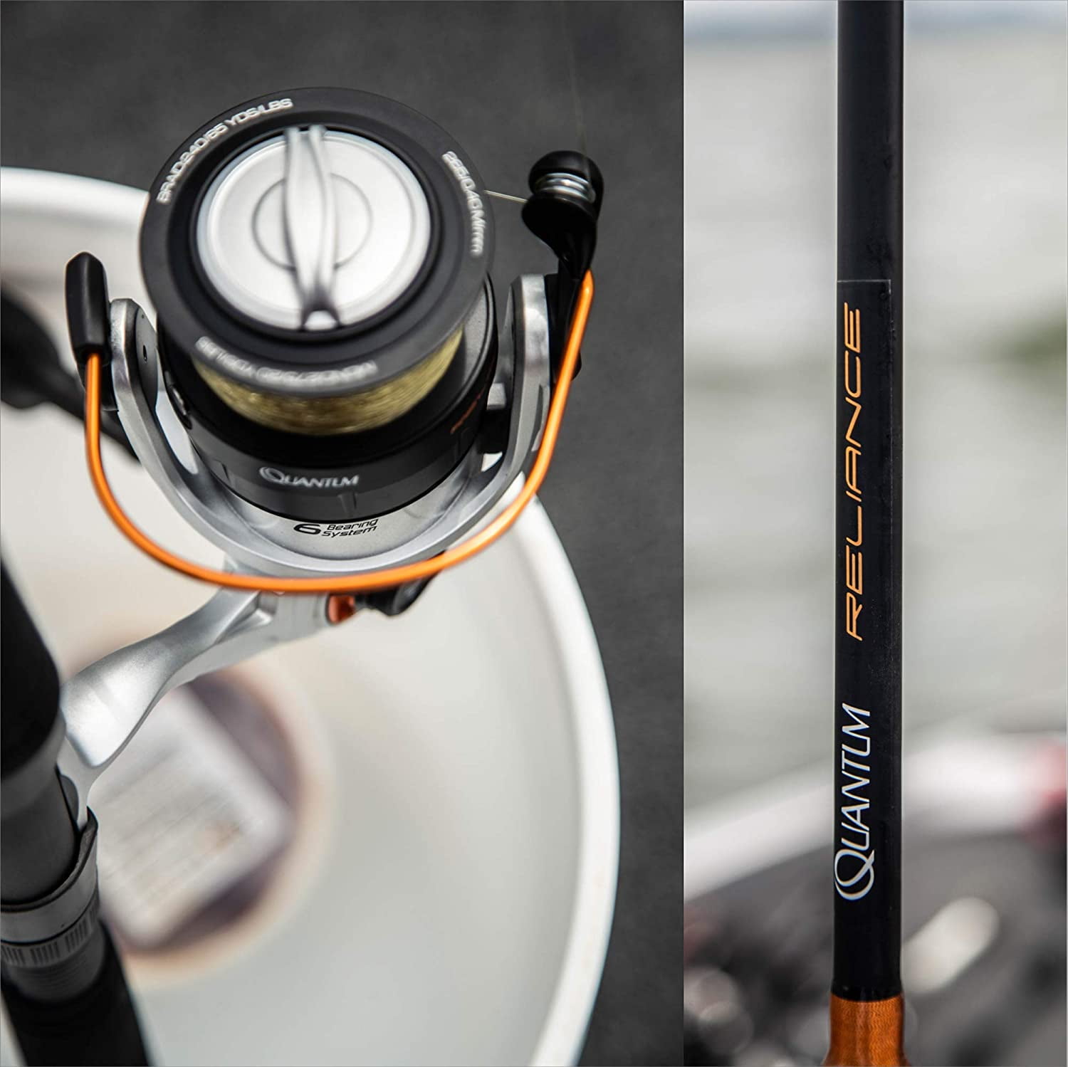 Quantum Reliance Spinning Reel and Fishing Rod Combo, 7-Foot 2-Inch 1-Piece Rod, Size 30 Reel, Silver/Black