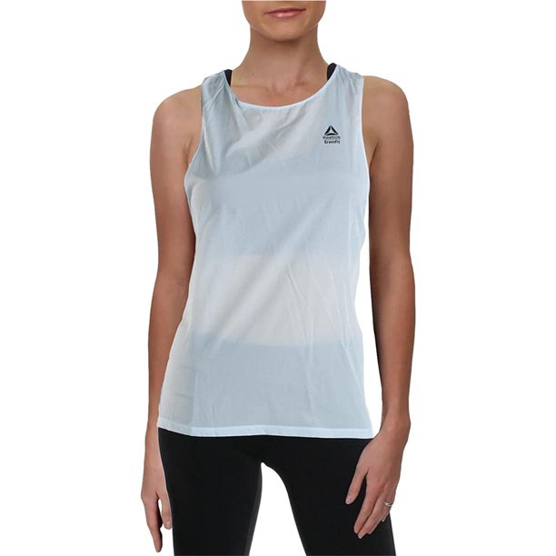 Reebok CrossFit Light Woven Tank Top para mujer, azul, pequeño
