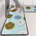 thumbnail image 2 of Geometric Flower and Dahlia Blue Anti Fatigue Kitchen Rugs Set Of 2, Non Slip Washable Decorative Floor Mats for Sink Laundry and Home Use, 17"x47", 2 of 5