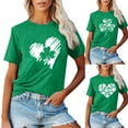 thumbnail image 6 of fartey Women's St. Patrick's Day T Shirt Lucky St Patty's Day Tops Cute Heart Shamrock Print T-shirts Loose Cozy Crewneck Short Sleeve Tee for Gift Green, 6 of 6