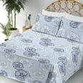 thumbnail image 3 of Ambesonne Poppy Fitted & Flat Sheet with Shams 4 Pcs Set, Winter Meadow Flowers Modern, King, Pale Azure Blue White, 3 of 5