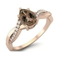 thumbnail image 2 of 7X5MM Pear Smoky Quartz 925 Sterling Silver Rose Vermeil Solitaire Split Shank Women Valentines Day Gifts Ring, 2 of 3