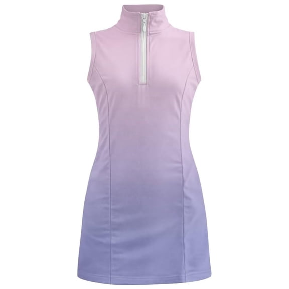 Weebloom Teen Girls Golf Tennis Dress Zip Up Stand Collar Tie Dye Casual Quick Dry Athletic Dress Girls' Dresses Purple 10-11 Years