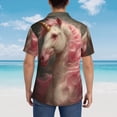 thumbnail image 4 of Balery Haired White Horse Camisas hawaianas de manga corta para hombre, camisas playeras de corte holgado, camisas de vacaciones con botones,XX-Large, 4 of 7