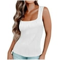 thumbnail image 1 of Timegard Tank Tops for Women Square Neck Solid Color Comfy Slim Casual Sleeveless Shirts Tops Basic Tee, 1 of 6