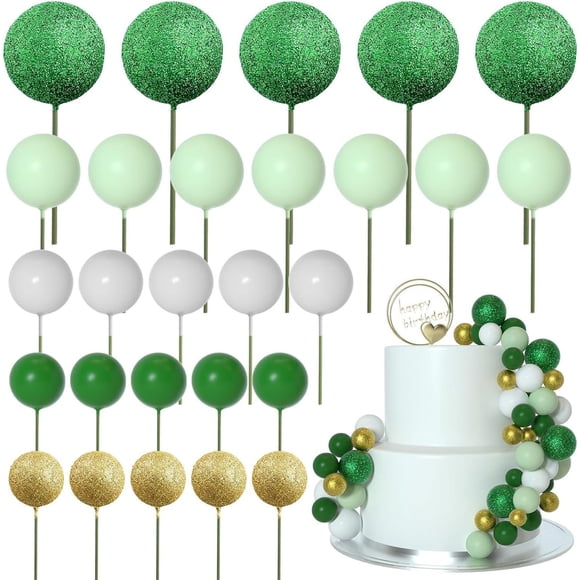Adorno para tartas con forma de bola de espuma HQKJGSYX, 50 unidades, color verde