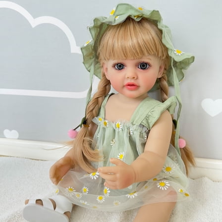 Realistic Reborn Baby Doll Girl - 22 inch Lifelike Handmade Real Life Toddler Doll, Newborn Vinyl Full Body, Real Baby Feeling, with Accessories Set in Gift Box, for Kids Age 3 