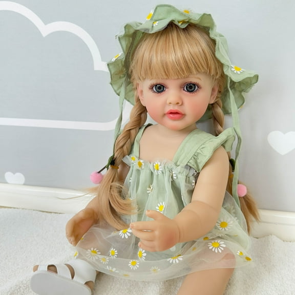 Realistic Reborn Baby Doll Girl - 22 inch Lifelike Handmade Real Life Toddler Doll, Newborn Vinyl Full Body, Real Baby Feeling, with Accessories Set in Gift Box, for Kids Age 3