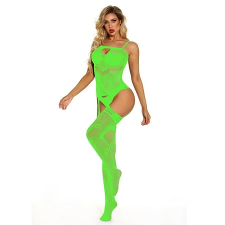 Generic Sexy Lingerie Uniform Temptation Jacquard See-through Sexy Siamese Fishnet Clothes Open Crotch Hollow out Body Stocking Stockings