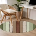thumbnail image 5 of 4ft Round Rug, Sage Green Non-Skid Rubber Backing Large Area Rugs - Living Room Bedroom Home Office, Farmhouse Wood Grain Vintage Brown Striped Indoor Floor Mat Carpets Washable Rug, 5 of 9