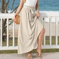 thumbnail image 5 of Abomasnow Womens Maxi Skirt Basic Elastic High Waisted A-Line Long Skirt Casual Tie Front Flowy Palazzo Skilts S-2XL, 5 of 5