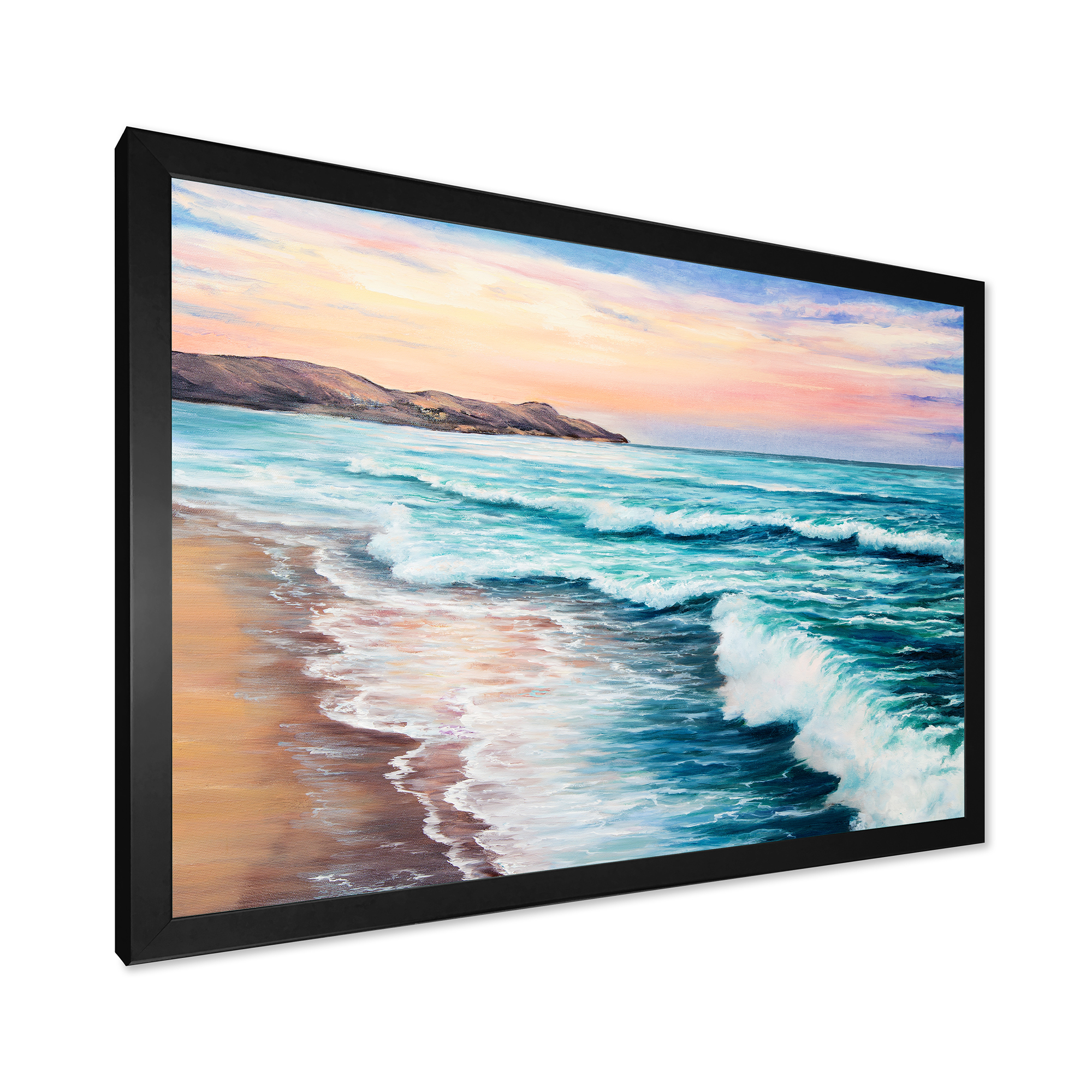 Designart 'Sunrise Glow On The Ocean Waves III' Nautical & Coastal Framed Art Print