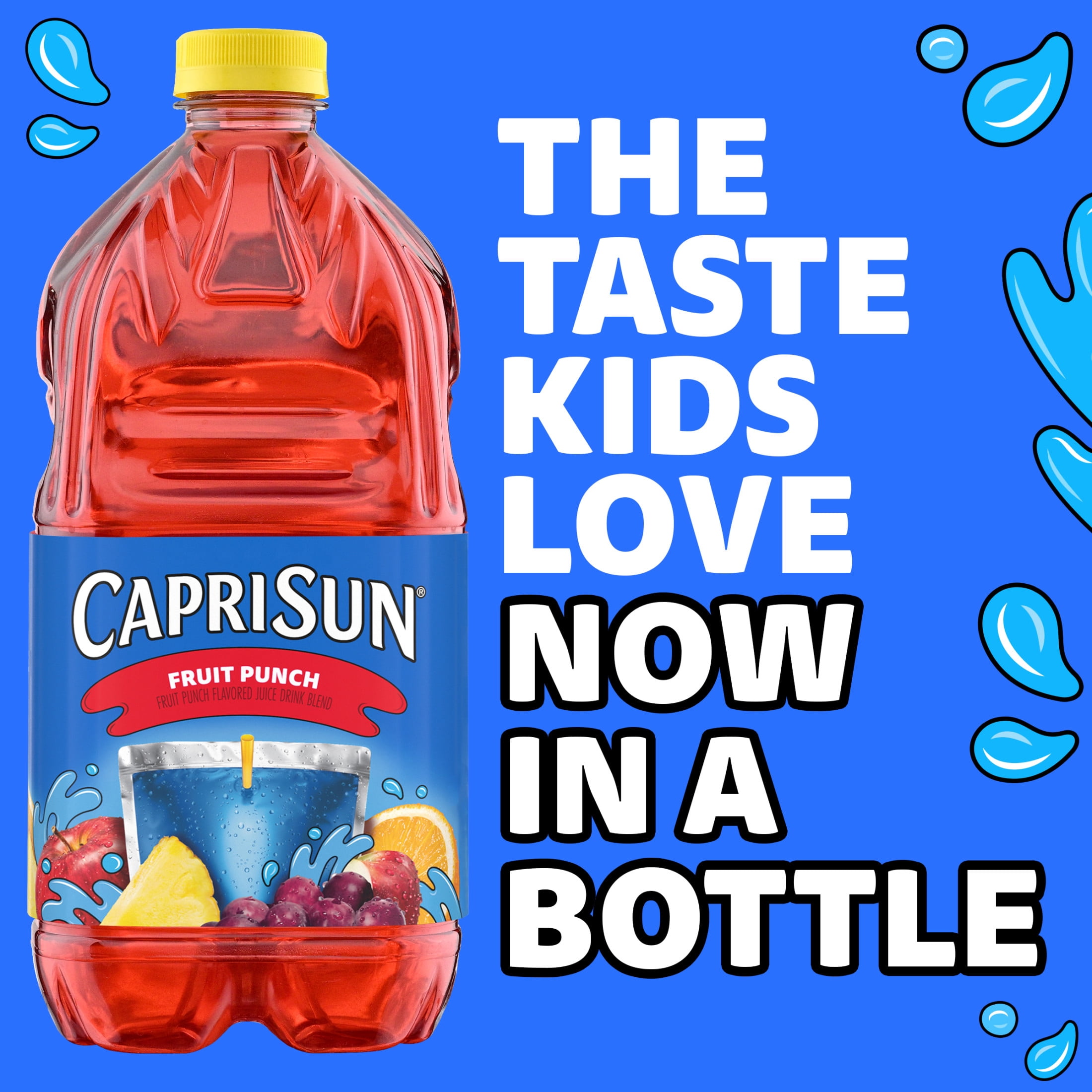 Capri Sun Flavored Juice Drink Blend with Other Natural Flavor, 1 Bottle, for School Lunches and On-the-Go Hydration, Fruit Punch, All Natural Ingredients, 64 oz