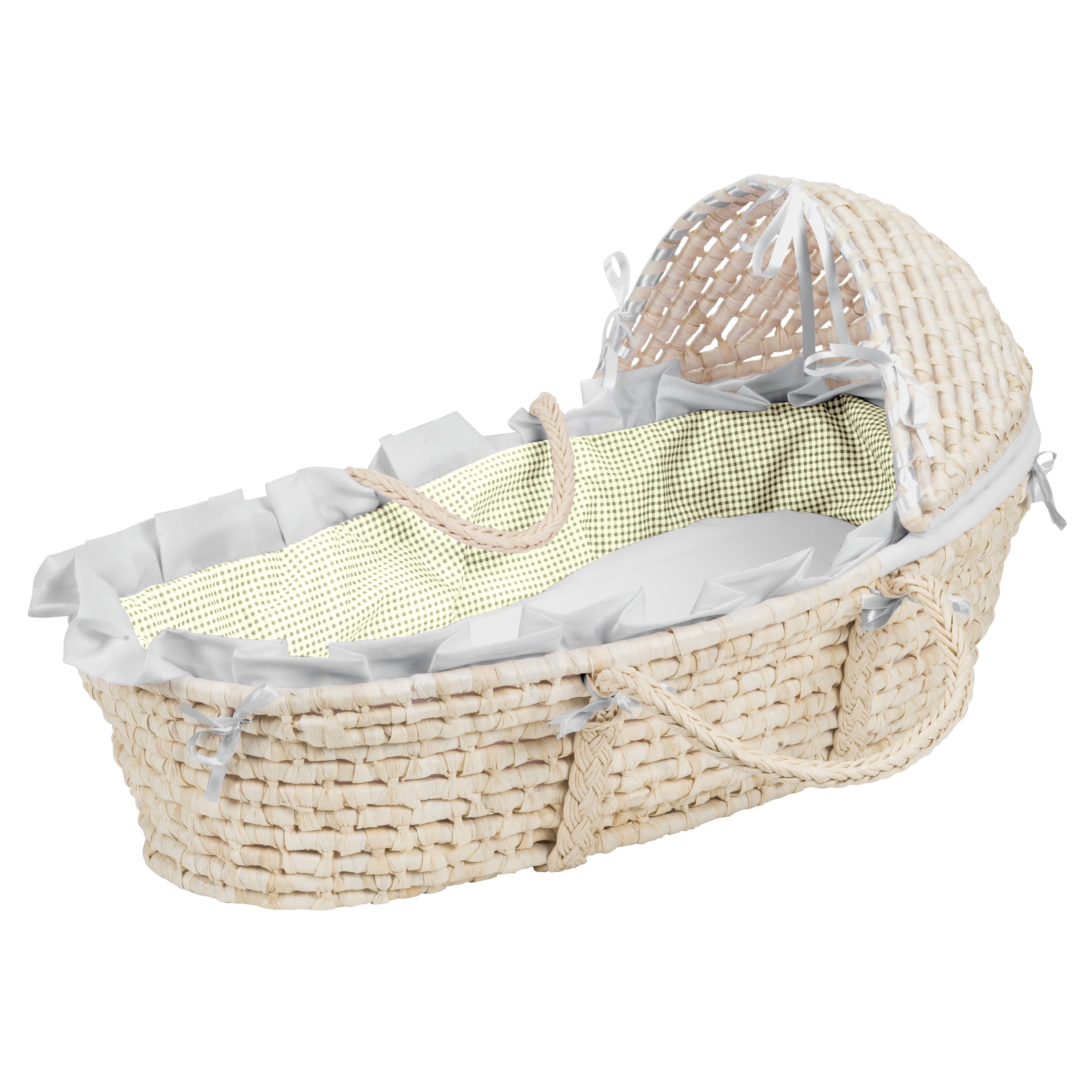 Badger Basket Hooded Moses Basket Crib w/ Bedding Baby Nursery Furniture New 