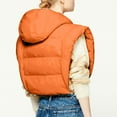 thumbnail image 5 of QUNYINEY Orange Puffer Vest Women Fall Hooded Cropped Zip Up Waistcoat Cotton with Pockets Loose Fit Sleeveless Womens Fall Jackets, 5 of 7
