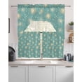 thumbnail image 2 of Turquoise Beige Dandelion Kitchen Curtains Sets 24 Inch Length with Valance, Farmhouse Botanical Blossom Swag Valances and Tiers Curtain Set Drapes Swag Curtains for Living Room, Bathroom, Bedroom, 2 of 6