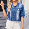 thumbnail image 2 of Birdeem Veste en Denim pour Femmes, Mode, Col à Revers Coloré, Manches Amincissantes, 2 of 12