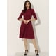 thumbnail image 4 of Vestido de tubo Allegra K Para Mujer Manga 3/4 Cuello Alto Elegante Línea A Vino Rojo M, 4 of 6