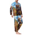 thumbnail image 2 of Wukai Snowy Mountain Photography Bear Men's Long-Sleeve Pajama Set - Comfortable Sleepwear with Button-Down Shirt and Pants-Medium, 2 of 6