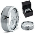 thumbnail image 4 of Tungsten Howl At The Moon Wolf Wild Soul Band Ring 8mm Men Women Comfort Fit Gray Bevel Edge Brushed Polished, 4 of 4