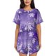thumbnail image 1 of Fotbe Snowflakes Conjunto de Pijama Estampado para Mujer, 2 Piezas, Ropa de Dormir con Camiseta de Manga Corta y Shorts Suaves-Large, 1 of 6