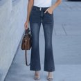 thumbnail image 6 of Wutalume Low Rise Jeans for Women Wide Leg Straight Cut, Stretch Denim with Pockets, Loose Fit Comfort for Casual Wear,Dark Blue M, 6 of 7