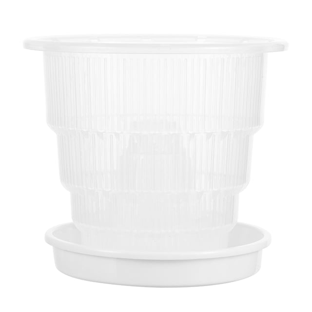 Miangastore 1 Set Flower Pot with Tray Transparent Plastic for Indoor Use