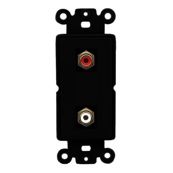 RiteAV 2 Port RCA (Red-White) Wall Plate - Rocker [Black/Black]