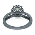 thumbnail image 3 of Natural Green Amethyst Prasiolite Black Tone Silver Size-8 Art Deco Round Split Shank Vintage Style Halo CZ Wedding Engagement Rings For Women 925 Sterling Silver, 3 of 6