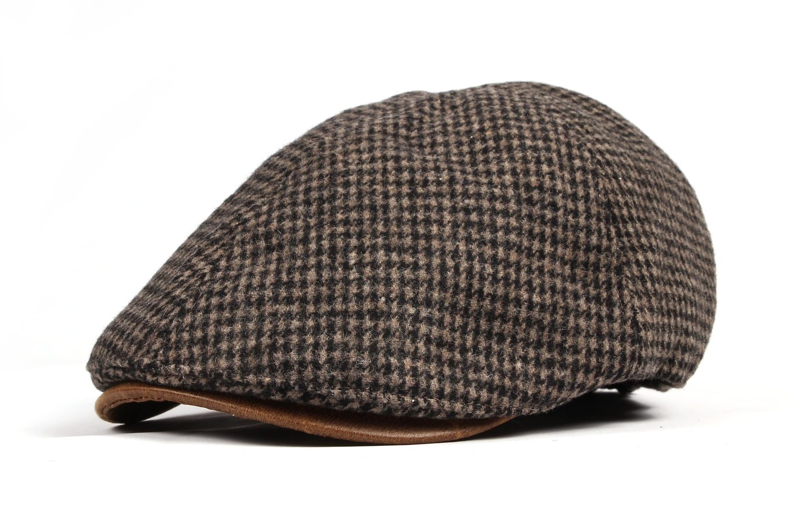 WITHMOONS Béret Casquette Chapeau Winter Tweed Houndstooth Newsboy Hat Faux Leather Brim Flat Cap SL3019