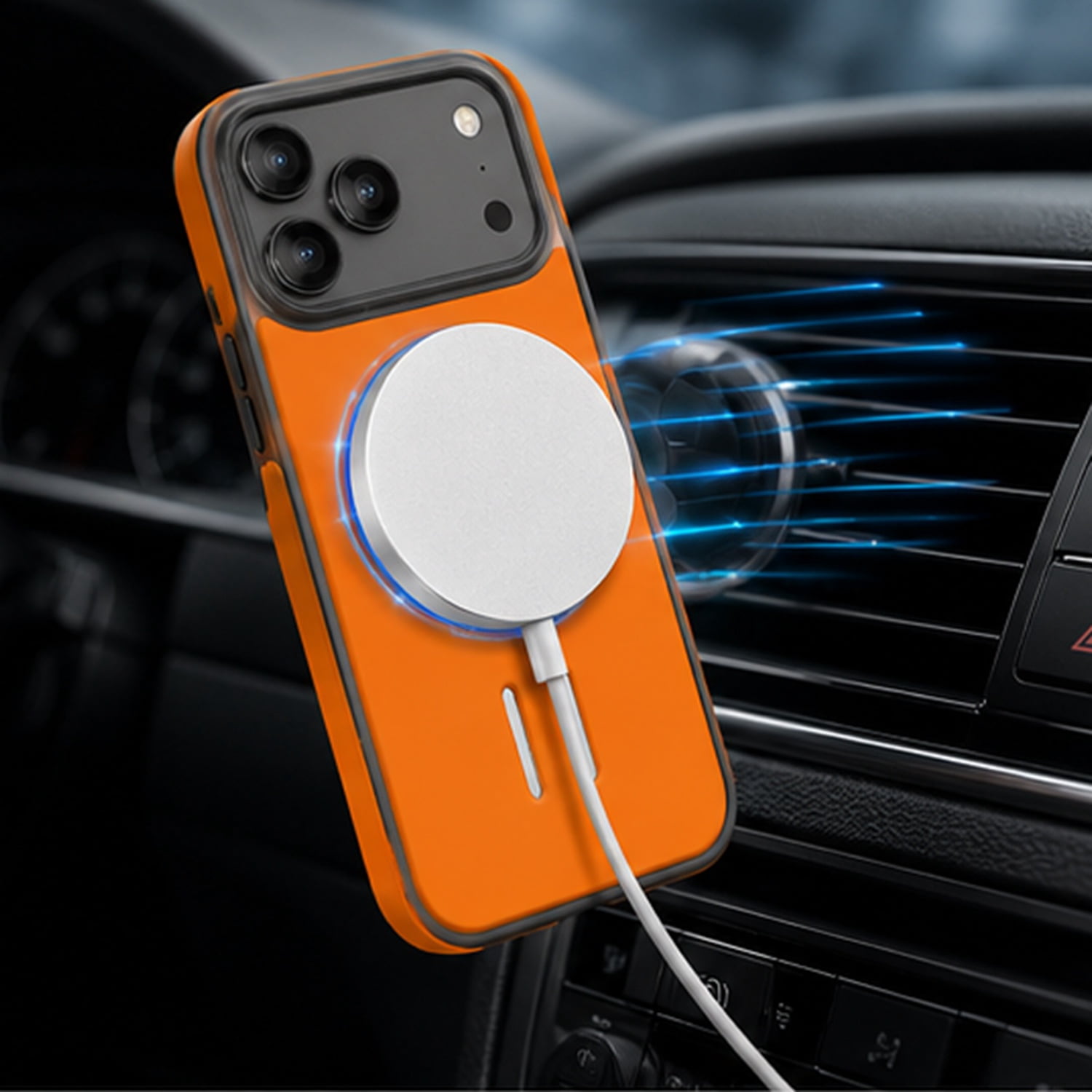 Ultra-Protective Full Coverage Leather Style Case for iPhone 17 Pro Max - Orange