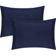 Vedanta Home Collection Queen Pillow Shams 20''x 30'' Set of 2 Navy Blue 600 Thread Count 100% Natural Cotton