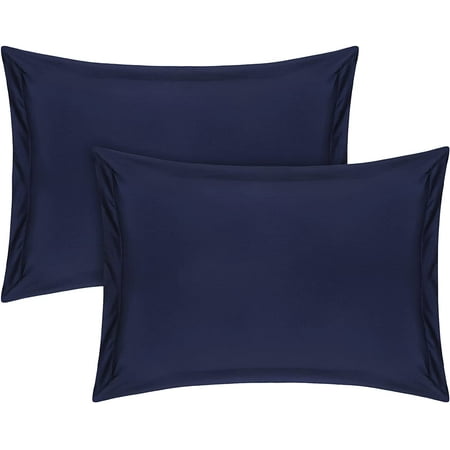 Vedanta Home Collection Queen Pillow Shams 20''x 30'' Set of 2 Navy Blue 600 Thread Count 100% Natural Cotton