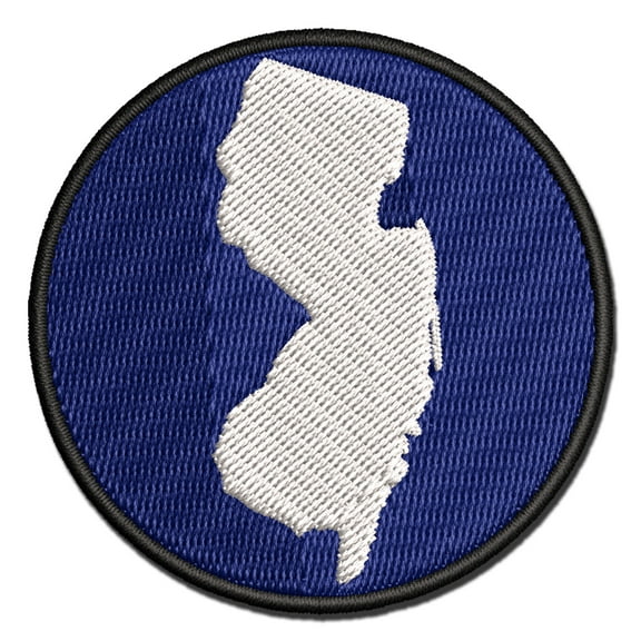 New Jersey State Silhouette Applique Multi-Color Embroidered Iron-On Patch - 2.5 Inch Small