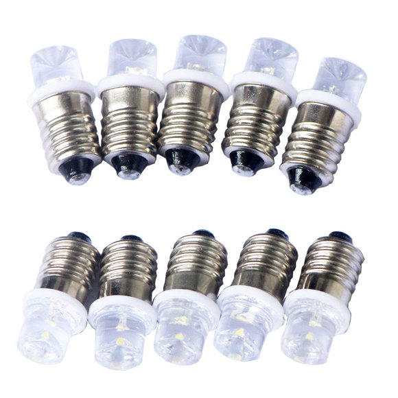 GutReise 10pcs E10 Screw 3V Cold White Flood Light Led Bulb Flood Light Lamps +10pcs E10 Base (3V, Cold White)