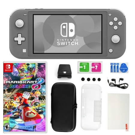 Nintendo Switch Lite in Gray with Mario Kart 8 Deluxe and 11 in 1 Accessories