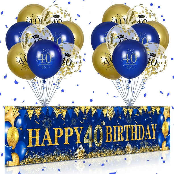 40th Birthday Decorations For Men Women Blue And Gold,navy Blue Gold 