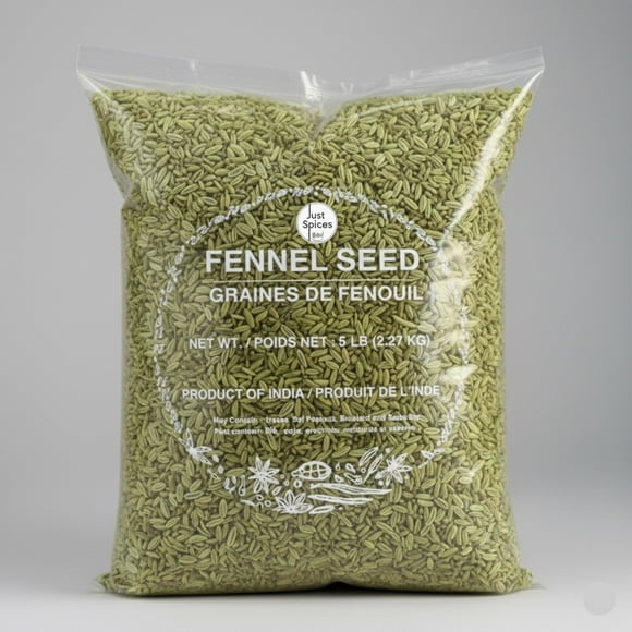 Just Spices - Graines Entières de Fenouil (Saunf), 5 lb (2,27 kg), Origine Indienne, Variyali, Épices Entières, Paquet Économique