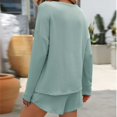 thumbnail image 5 of biudgviw Lounge Set for Women Knit 2 Piece Outfits Long Sleeve Loungewear Casual Shorts Sweatsuit with Pockets, 5 of 6