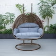 thumbnail image 4 of LeisureMod Mendoza Dark Brown Wicker Patio Double Swing Chair in Charcoal, 4 of 11