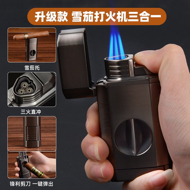 cigar lighter cigar lighter high-end three-in-one cigar special lighter cigar windproof lighter