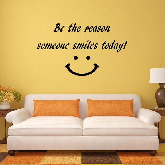 VWAQ Be The Reason Someone Smiles Today Happy Face Quotes Wall Decal