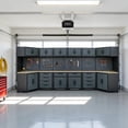 thumbnail image 6 of Garage Storage Cabinet System,2×8Pcs Garage Cabinets and Storage System Corner Workshop Set with Corner Cabinet, Cabinet Drawers, Workbench, Pegboard for Tool Organization, Black and Grey, 6 of 17